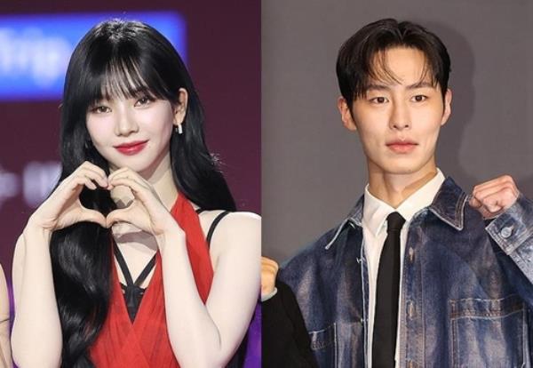 This composite file photo shows K-pop girl group aespa's Karina and actor Lee Jae-wook. (Yonhap)
