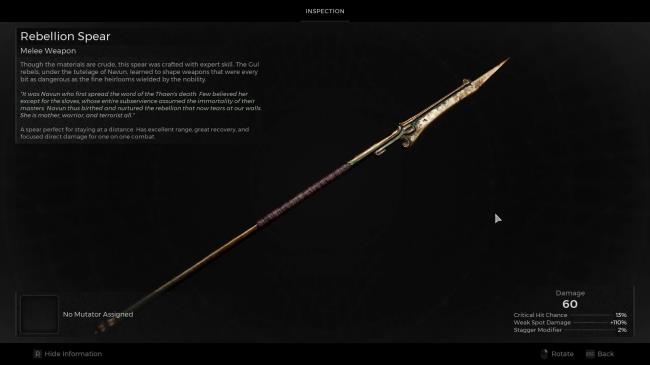 Rebellion Spear summary in Remnant 2