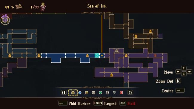 The Sea of Ink on the map in Blasphemous 2