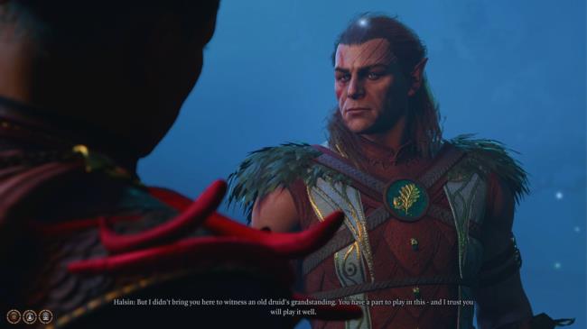 Baldur's Gate 3 - Halsin speaking to the player in the shadow-cursed lands
