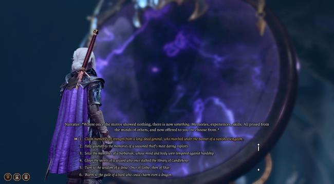 Player Faces Mirror Of Loss And Chooses Stat Dialogue Option To Gain Stat Points In Strength