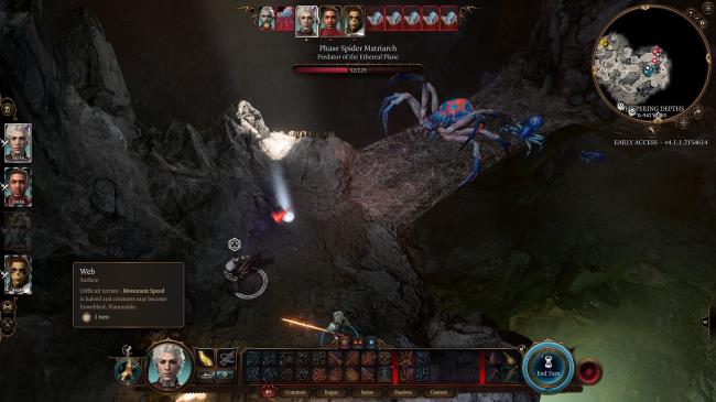 Astarion Hides From Phase Spider Matriarch In Whispering Depths