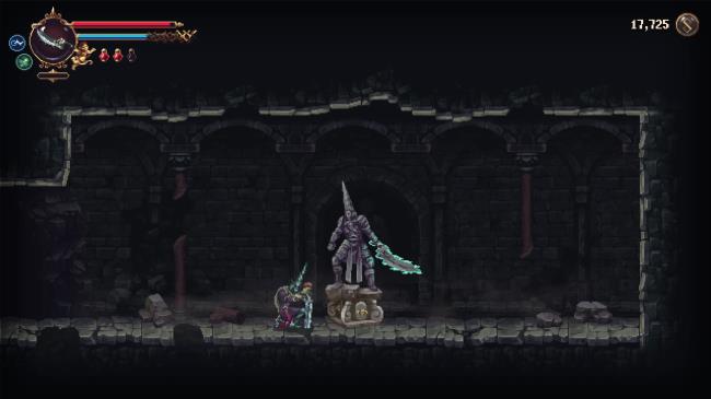 The Penitent One acquiring the first upgrade for the sword, Ruego Al Alba, in Blasphemous 2