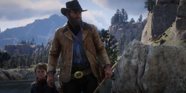 Red Dead Redemption 2 Screenshot Of Arthur Covering Jack
