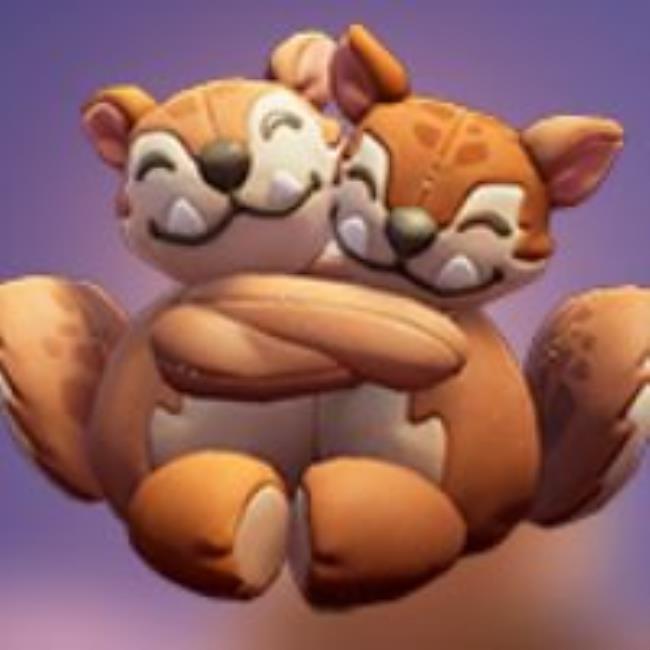 A plush of two cute fuzzy creatures hugging.