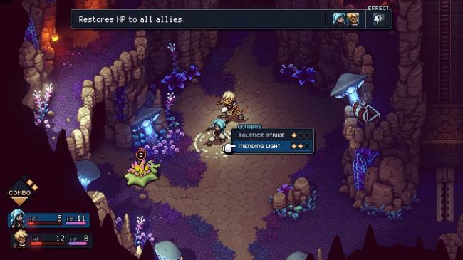 Valere preparing to use Mending Light as a Combo in Sea Of Stars.