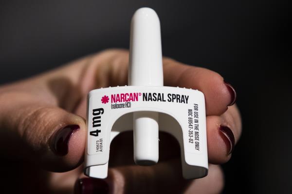 FILE - The overdose-reversal drug Narcan is displayed during training for employees of the Public Health Management Corporation (PHMC), Dec. 4, 2018, in Philadelphia.