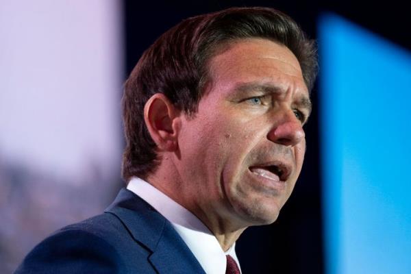 Republican presidential candidate Florida Gov. Ron DeSantis speaks to the Christians United For Israel (CUFI) Summit 2023, on July 17, 2023, in Arlington, Va.